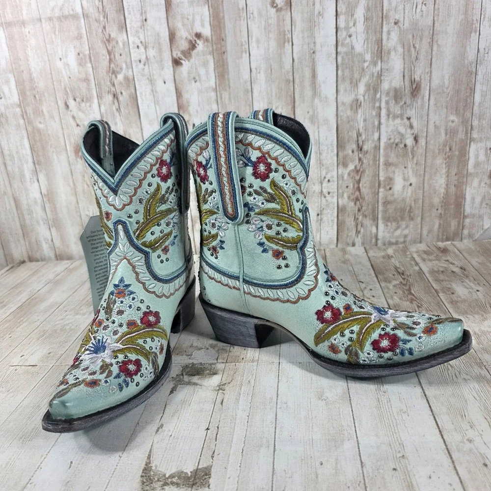 Lane Boots Robin Turquoise Floral Embroidered Studded Western Boots LB0456 5.5 - Picture 5 of 8